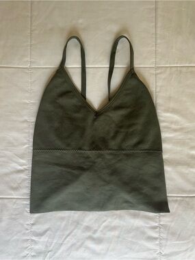 Olive green V-Neck Spandex Bralette